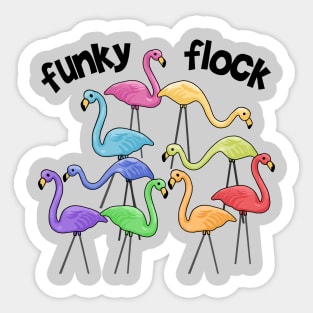 Funky Flock of Flamingos Sticker